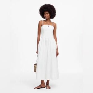 Madewell Poplin Seamed‎ Midi Dress White Size 6 Sleeveless